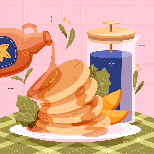 Kostenloser Vektor flat pancake-tag-illustration