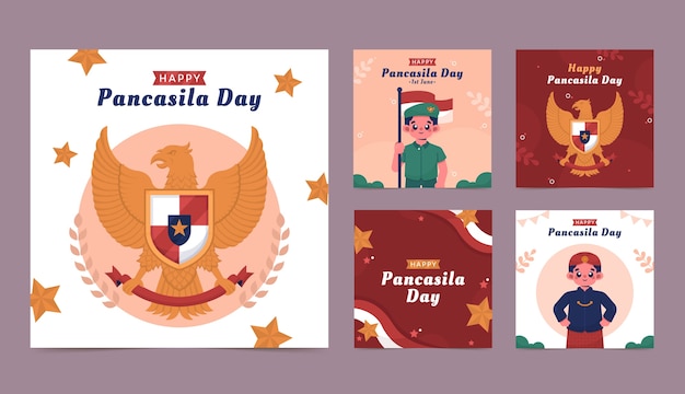 Flat pancasila day instagram-posts-sammlung