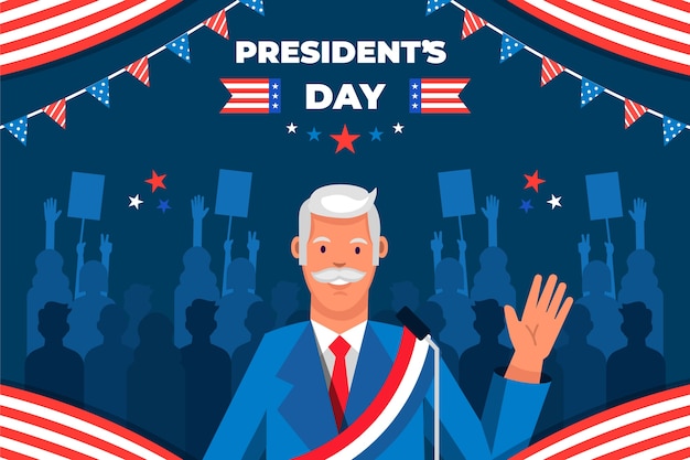 Kostenloser Vektor flat presidents day hintergrund