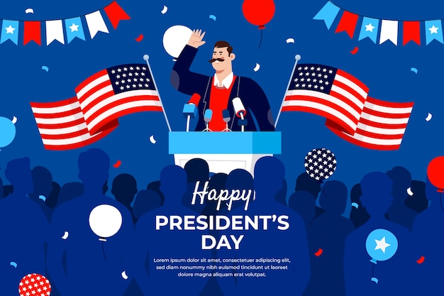 Flat presidents day hintergrund