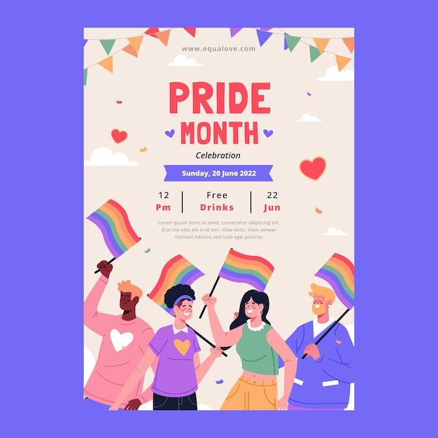 Flat Pride Month Flyer Vorlage