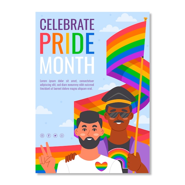 Flat pride month flyer vorlage