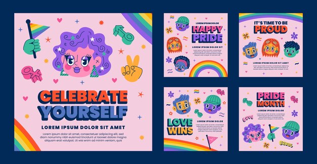 Flat Pride Month Instagram-Posts-Sammlung