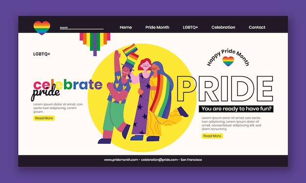 Flat pride month landing page template