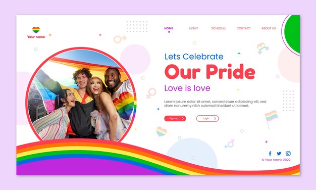 Kostenloser Vektor flat pride month landing page template