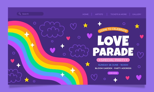 Kostenloser Vektor flat pride month landing page template