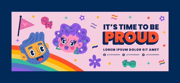 Flat Pride Month Social Media Cover-Vorlage