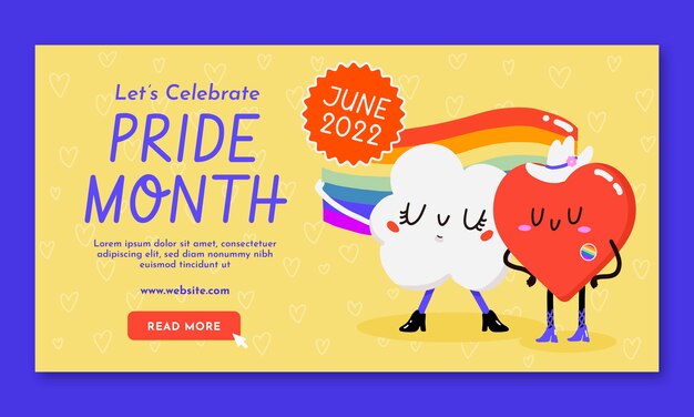 Kostenloser Vektor flat pride month social media promo-vorlage