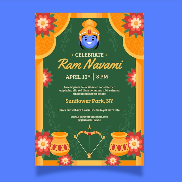 Flat ram navami-einladungsvorlage