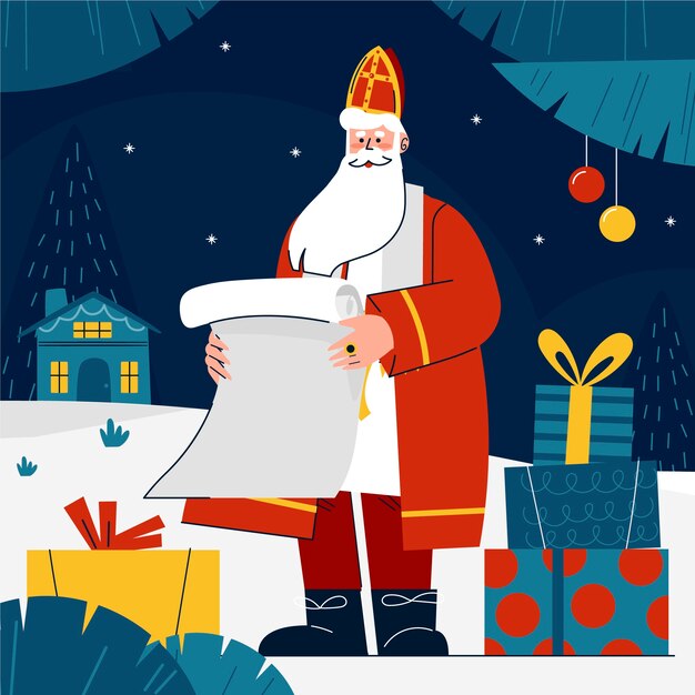 Kostenloser Vektor flat-sinterklaas-illustration