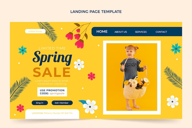 Kostenloser Vektor flat spring landing page vorlage