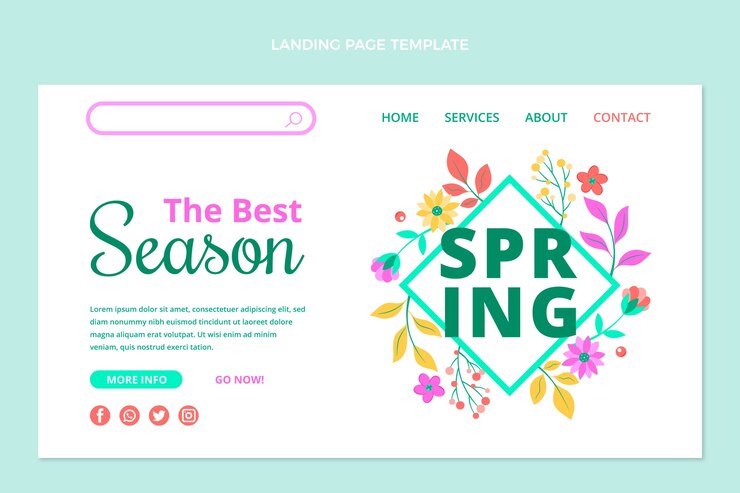 Kostenlose Vektor flat spring landing page vorlage