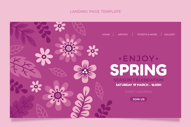 Kostenloser Vektor flat spring landing page vorlage