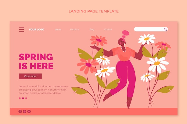 Kostenloser Vektor flat spring landing page vorlage