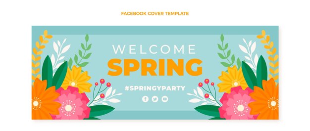 Kostenloser Vektor flat spring social media cover-vorlage