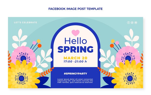 Flat Spring Social Media Post Vorlage