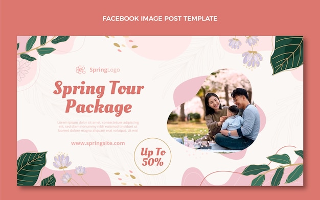 Flat spring social media promo-vorlage