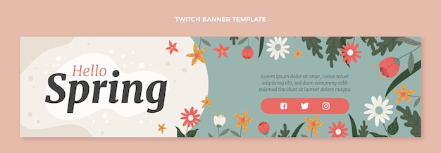 Kostenloser Vektor flat spring twitch-banner