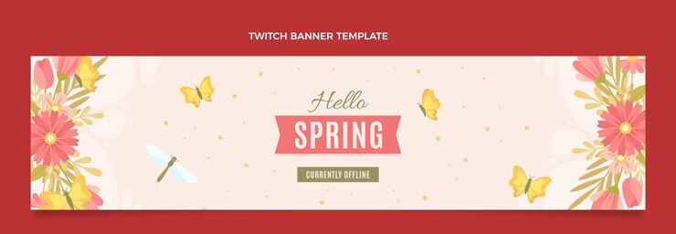 Kostenlose Vektor flat spring twitch-banner