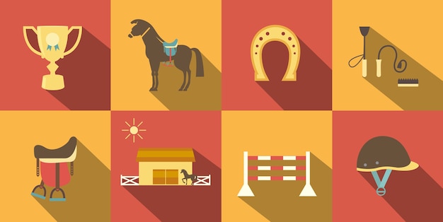 Flat style horse icons