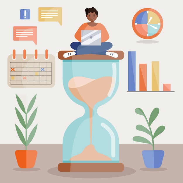 Flat time management-konzept