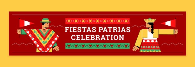 Flat twitch banner vorlage für peruanische fiestas patrias feiern