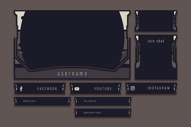 Kostenloser Vektor flat-twitch-panels