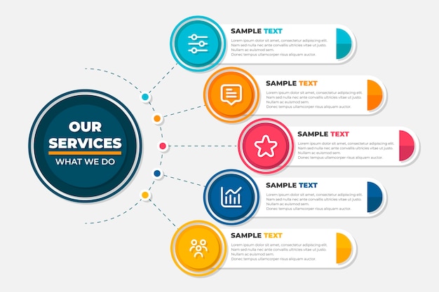 Kostenloser Vektor flat unsere service-infografik-vorlage