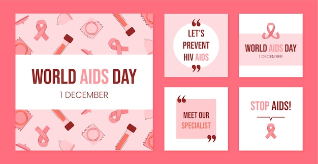 Flat world aids day instagram posts sammlung