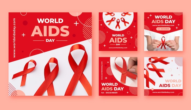 Flat World Aids Day Instagram Posts Sammlung