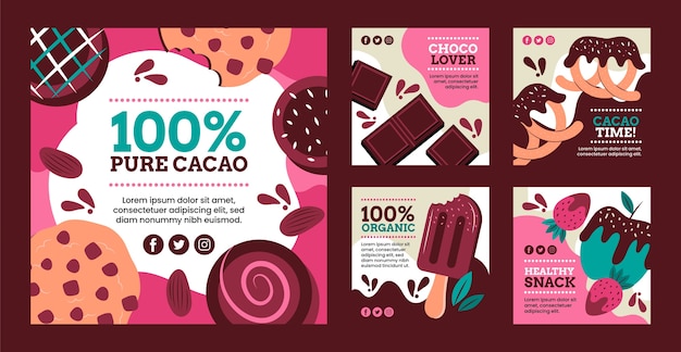 Flat World Chocolate Day Instagram-Posts-Sammlung