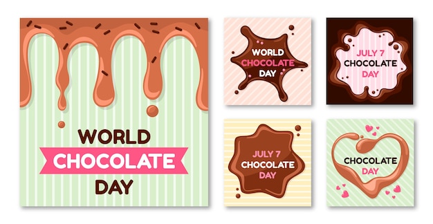 Flat world chocolate day instagram-posts-sammlung