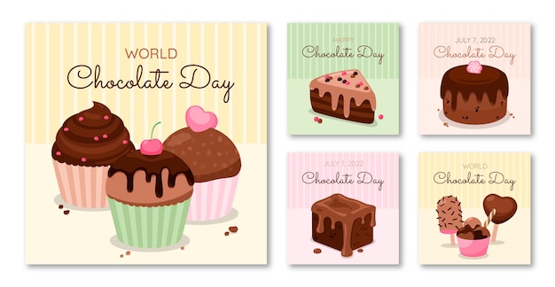 Flat world chocolate day instagram-posts-sammlung