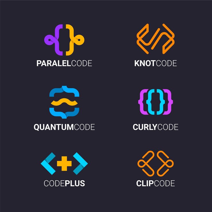 Kostenlose Vektor flatcode-logo-vorlagensammlung