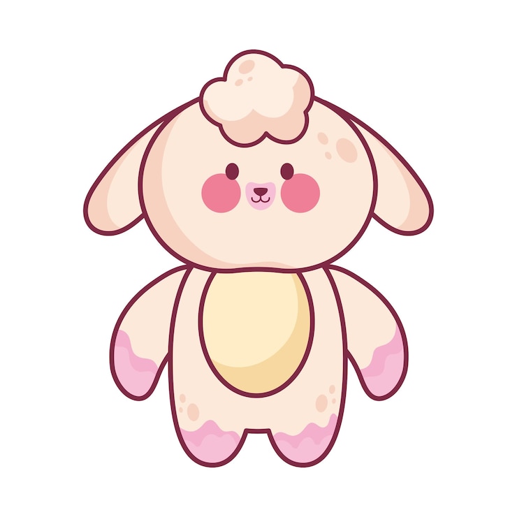 Kostenlose Vektor flauschiges kawaii-schaf