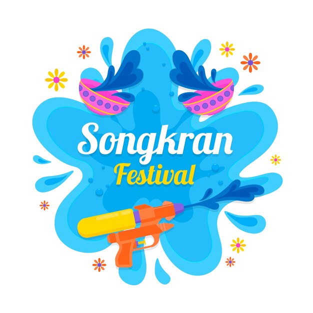 Fleck von Wasser Songkran und Wasserpistole