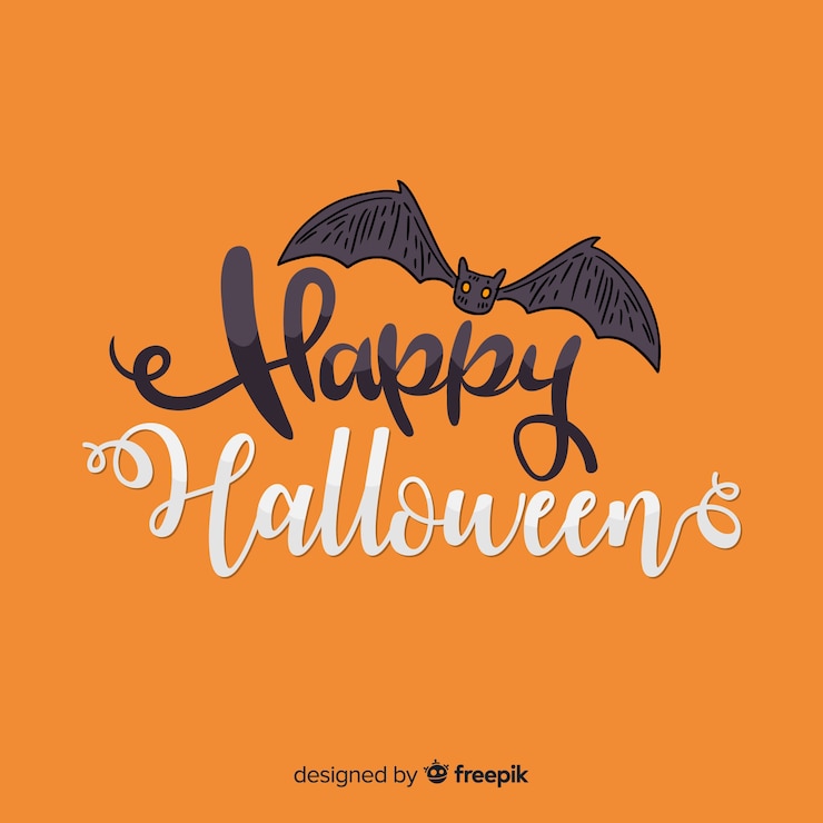 Kostenlose Vektor fledermaus halloween schriftzug