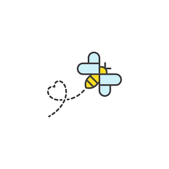 Fliegende bienenliebe. vektor-logo-symbol-vorlage