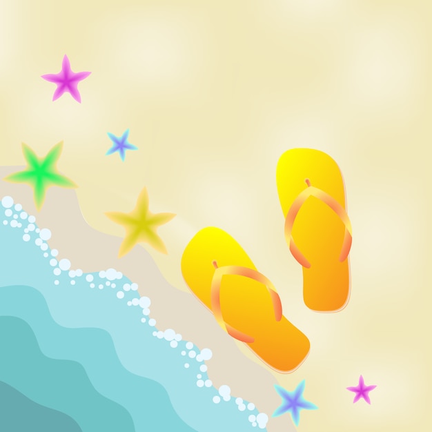 Flip flops auf sand hintergrund design