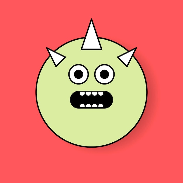 Flippiger grüner monster-einhorn-emoji-aufkleber-vektor