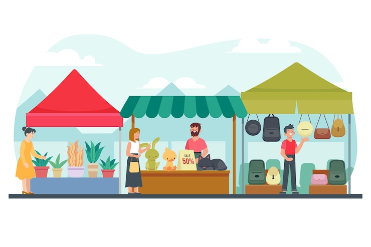 Kostenlose Vektor flohmarktkonzeptillustration