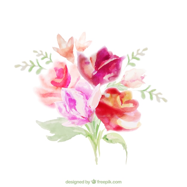 Kostenloser Vektor floral bouquet in aquarell-stil