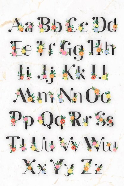 Floral elegante alphabet-schriftzug-vektor-set