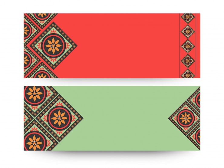 Kostenlose Vektor floral ornamente verziert website header oder banner gesetzt.