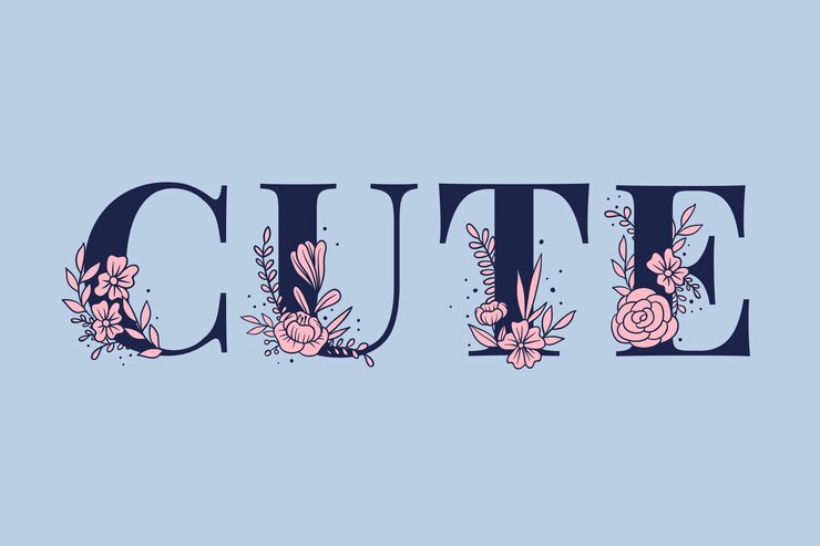 Kostenlose Vektor florale vektortypografie süße feminine textschrift