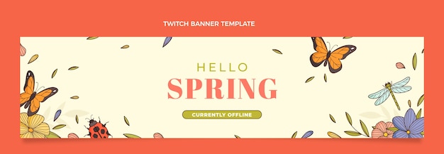 Kostenloser Vektor florales frühlings-twitch-banner