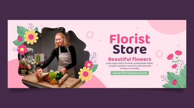 Floristenkonzept Facebook-Cover-Vorlage