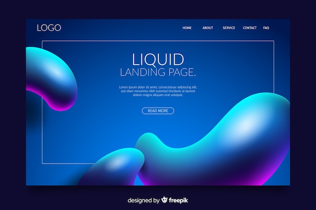Flüssige landingpage mit bunten lichtern