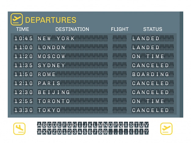 Kostenloser Vektor flughafen-board-konzept