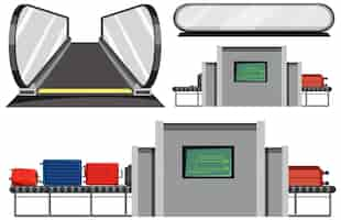 Kostenloser Vektor flughafen-gepäckscanner-vektor